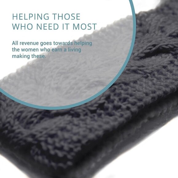 Womens Wool Headband Thick Wide Ear Warmer Winter Summer Black